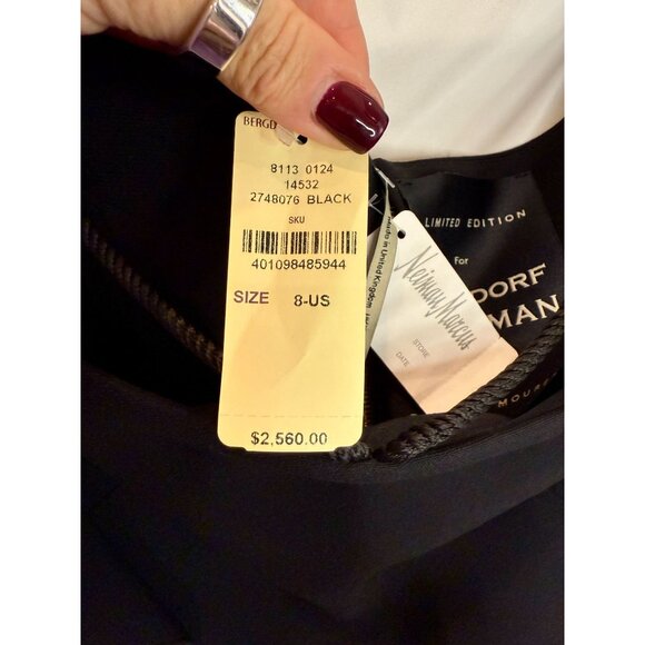 Roland Mouret Black Romolo Cape Sleeve Midi Dress NWT - Size 8 - Picture 7 of 14